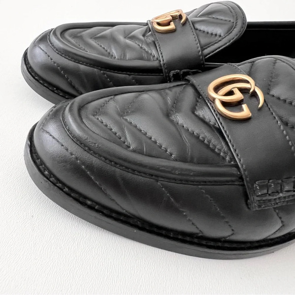 GUCCI | Marmont GG Black Quilted Chevron Leather Matelasse Slip On Loafer US 7 - Picture 9 of 15